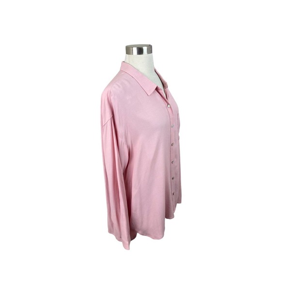 J. Jill NEW Pink Ros Quartz Rayon Long Sleeve Button Front Shirt Size XLP - Picture 2 of 4